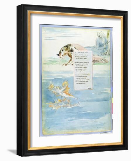 Design 10 for 'Ode on the Death of a Favourite Cat' from 'The Poems of Thomas Gray'-William Blake-Framed Giclee Print