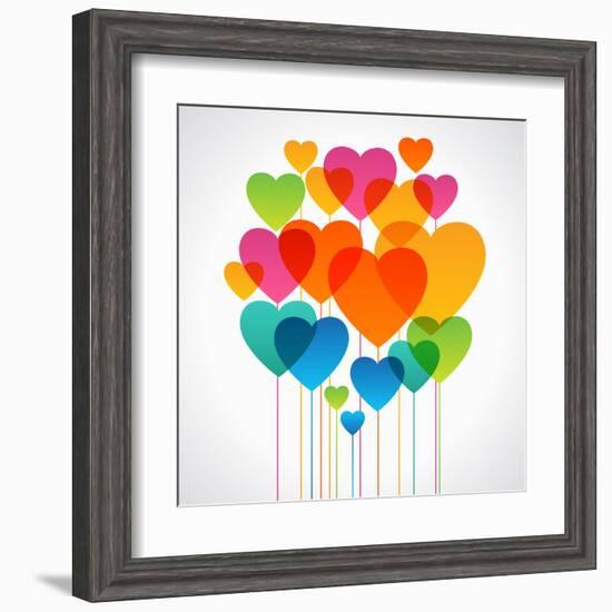 Design Background of Hearts. Card for Valentine's Day. the File is Saved in the Version Ai10 Eps. T-VLADGRIN-Framed Art Print