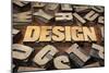 Design Concept in Vintage Letterpress Wood Printing Blocks-PixelsAway-Mounted Art Print