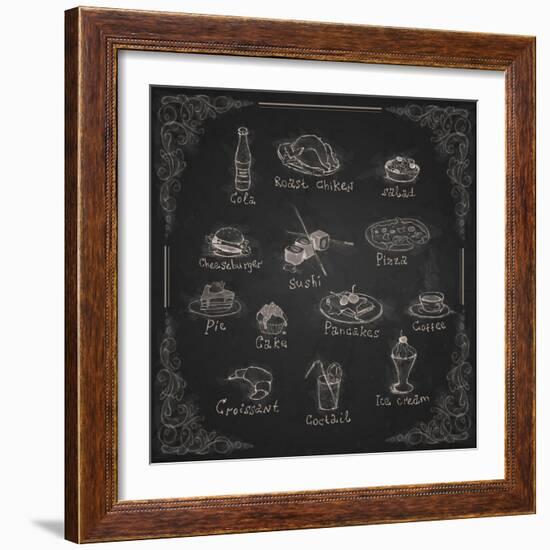 Design Elements for the Menu on the Chalkboard-HelenStock-Framed Premium Giclee Print