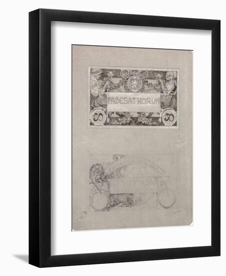 Design for 50 Crown Banknote of the Republic of Czechoslovakia, 1930-Alphonse Mucha-Framed Giclee Print