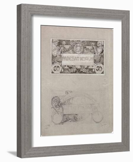 Design for 50 Crown Banknote of the Republic of Czechoslovakia, 1930-Alphonse Mucha-Framed Giclee Print