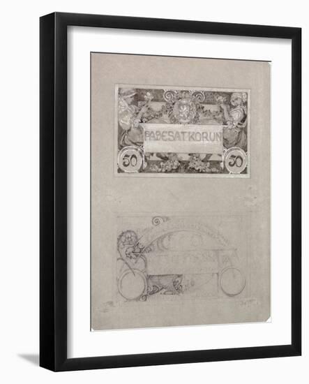 Design for 50 Crown Banknote of the Republic of Czechoslovakia, 1930-Alphonse Mucha-Framed Giclee Print