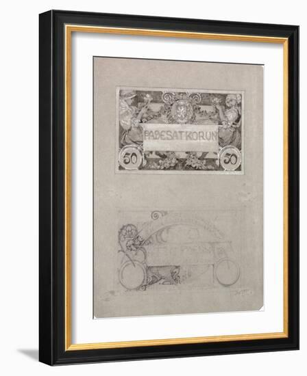 Design for 50 Crown Banknote of the Republic of Czechoslovakia, 1930-Alphonse Mucha-Framed Giclee Print