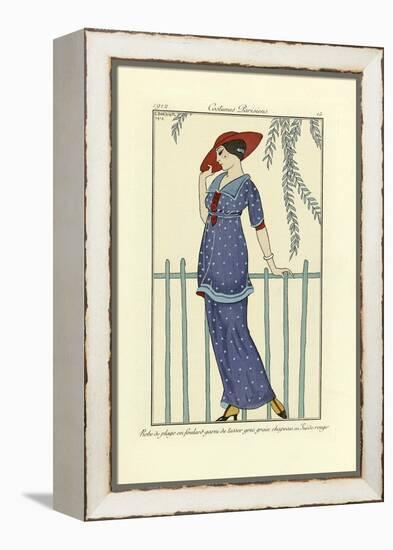 Design for a Bathing Dress, from Costumes Parisien, Pub.1912 (Pochoir Print)-Georges Barbier-Framed Premier Image Canvas