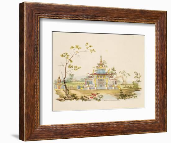 Design for a Chinese Temple, C.1810 (Pen and Ink and W/C on Paper)-G. Landi-Framed Giclee Print