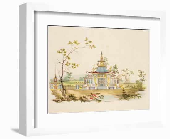 Design for a Chinese Temple, C.1810 (Pen and Ink and W/C on Paper)-G. Landi-Framed Giclee Print