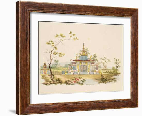 Design for a Chinese Temple, C.1810 (Pen and Ink and W/C on Paper)-G. Landi-Framed Giclee Print