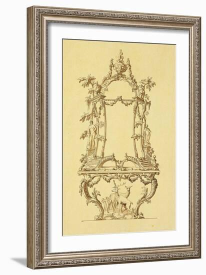 Design for a Console Table (Pen & Ink Wash)-John Linnell-Framed Giclee Print