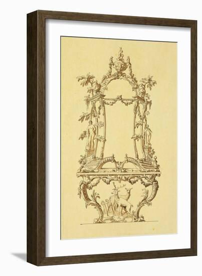 Design for a Console Table (Pen & Ink Wash)-John Linnell-Framed Giclee Print