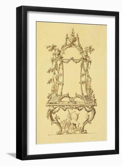 Design for a Console Table (Pen & Ink Wash)-John Linnell-Framed Giclee Print