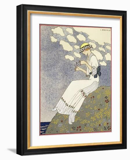 Design for a country dress by Maison Paquin, 1913-Georges Barbier-Framed Giclee Print
