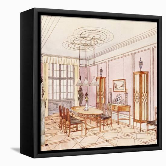 Design for a Dining Room, from 'Documents Architecture Moderne' (Colour Litho)-Paul Ludwig Troost-Framed Premier Image Canvas