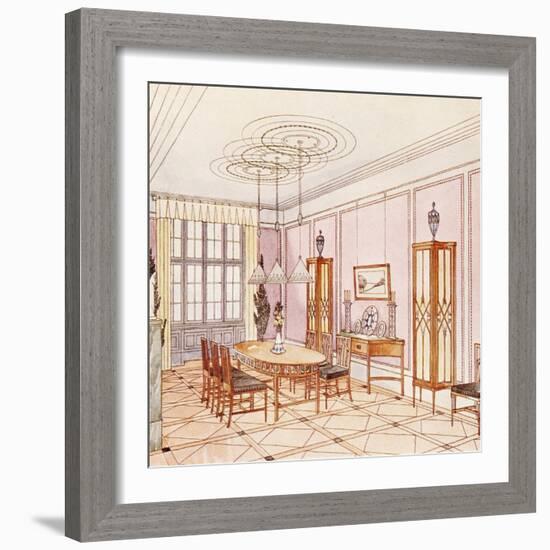 Design for a Dining Room, from 'Documents Architecture Moderne' (Colour Litho)-Paul Ludwig Troost-Framed Giclee Print