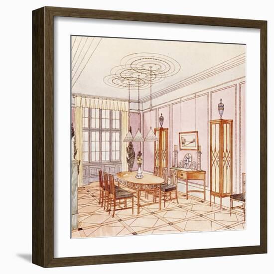 Design for a Dining Room, from 'Documents Architecture Moderne' (Colour Litho)-Paul Ludwig Troost-Framed Giclee Print