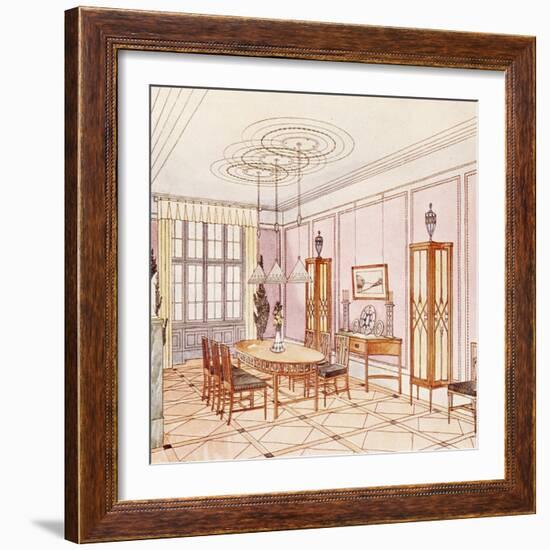 Design for a Dining Room, from 'Documents Architecture Moderne' (Colour Litho)-Paul Ludwig Troost-Framed Giclee Print