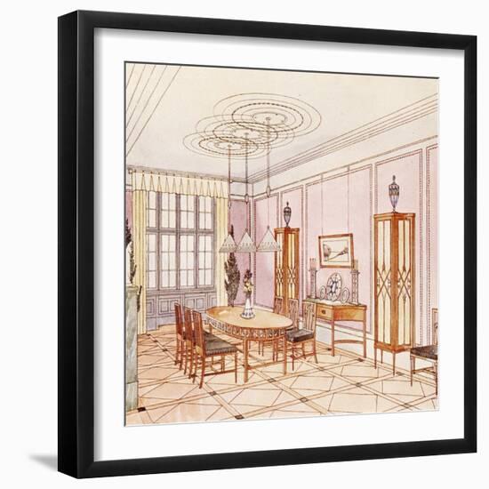 Design for a Dining Room, from 'Documents Architecture Moderne' (Colour Litho)-Paul Ludwig Troost-Framed Giclee Print