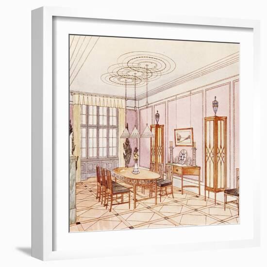 Design for a Dining Room, from 'Documents Architecture Moderne' (Colour Litho)-Paul Ludwig Troost-Framed Giclee Print