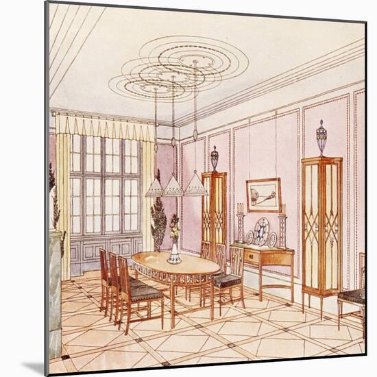 Design for a Dining Room, from 'Documents Architecture Moderne' (Colour Litho)-Paul Ludwig Troost-Mounted Giclee Print