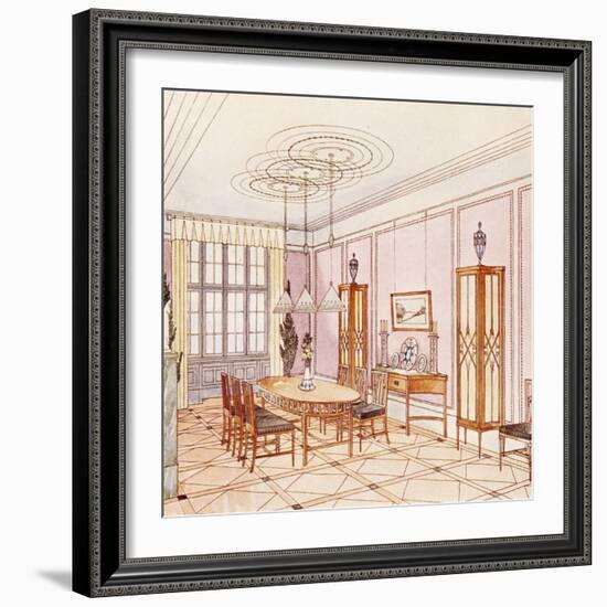 Design for a Dining Room, from 'Documents Architecture Moderne' (Colour Litho)-Paul Ludwig Troost-Framed Giclee Print