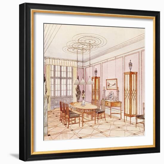 Design for a Dining Room, from 'Documents Architecture Moderne' (Colour Litho)-Paul Ludwig Troost-Framed Giclee Print