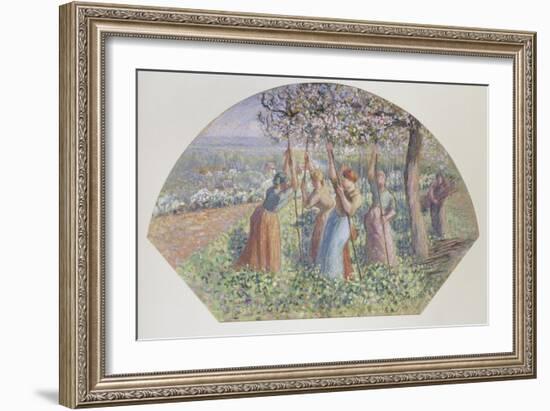 Design for a Fan: the Pea Stakers, 1890-Camille Pissarro-Framed Giclee Print