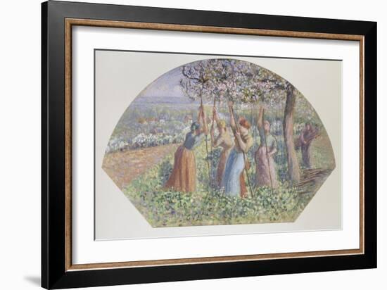 Design for a Fan: the Pea Stakers, 1890-Camille Pissarro-Framed Giclee Print