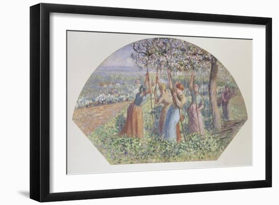 Design for a Fan: the Pea Stakers, 1890-Camille Pissarro-Framed Giclee Print