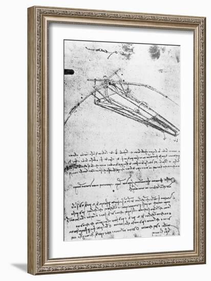 Design For a Flying Machine, Folio 74V 143, c.1488-Leonardo da Vinci-Framed Giclee Print