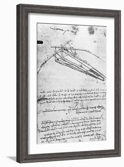 Design For a Flying Machine, Folio 74V 143, c.1488-Leonardo da Vinci-Framed Giclee Print