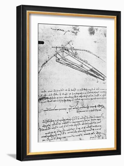 Design For a Flying Machine, Folio 74V 143, c.1488-Leonardo da Vinci-Framed Giclee Print