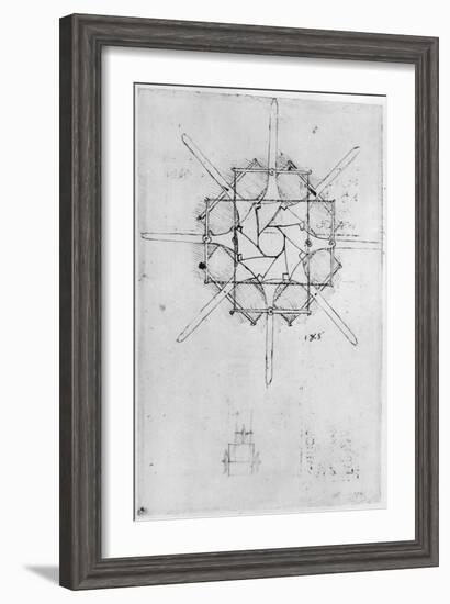 Design for a Folding Capstan Handle-Leonardo da Vinci-Framed Giclee Print