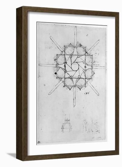 Design for a Folding Capstan Handle-Leonardo da Vinci-Framed Giclee Print