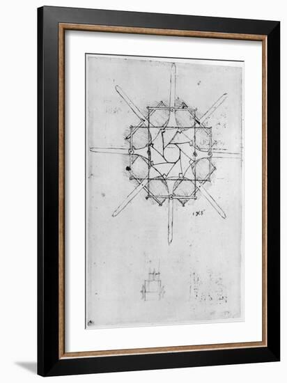 Design for a Folding Capstan Handle-Leonardo da Vinci-Framed Giclee Print