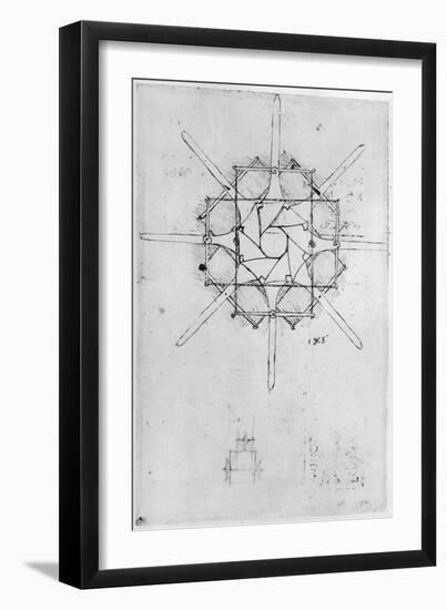 Design for a Folding Capstan Handle-Leonardo da Vinci-Framed Giclee Print