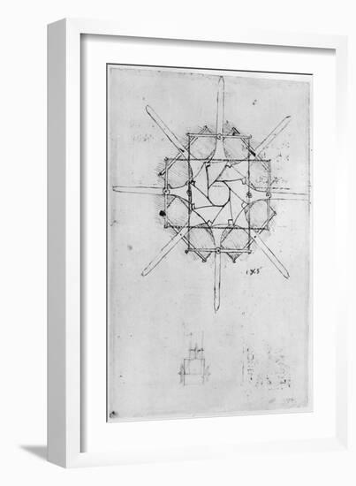 Design for a Folding Capstan Handle-Leonardo da Vinci-Framed Giclee Print