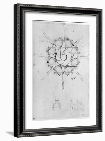 Design for a Folding Capstan Handle-Leonardo da Vinci-Framed Giclee Print