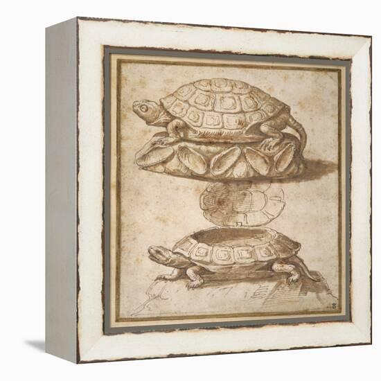 Design for a Lidded Box in the Shape of a Tortoise, Shown Open and Shut-Giulio Romano-Framed Premier Image Canvas