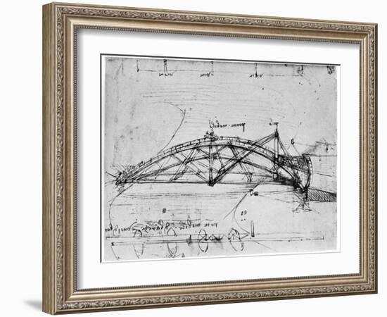 Design for a Parabolic Swing Bridge, 1480-1490-Leonardo da Vinci-Framed Giclee Print