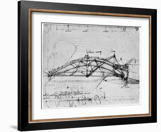 Design for a Parabolic Swing Bridge, 1480-1490-Leonardo da Vinci-Framed Giclee Print