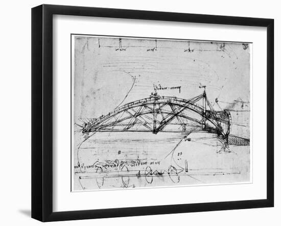 Design for a Parabolic Swing Bridge, 1480-1490-Leonardo da Vinci-Framed Giclee Print