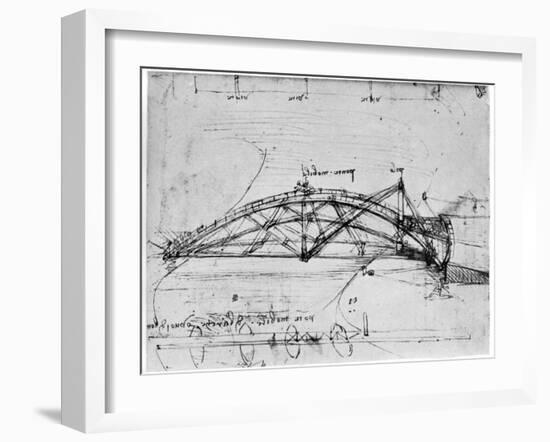 Design for a Parabolic Swing Bridge, 1480-1490-Leonardo da Vinci-Framed Giclee Print