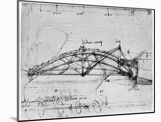 Design for a Parabolic Swing Bridge, 1480-1490-Leonardo da Vinci-Mounted Giclee Print