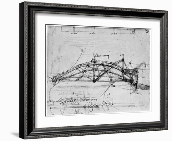 Design for a Parabolic Swing Bridge, 1480-1490-Leonardo da Vinci-Framed Giclee Print