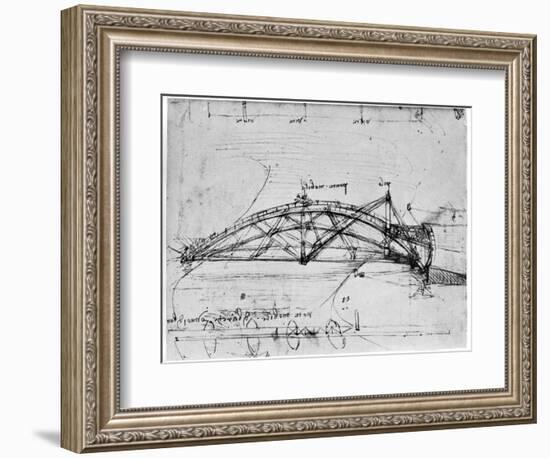 Design for a Parabolic Swing Bridge, 1480-1490-Leonardo da Vinci-Framed Giclee Print