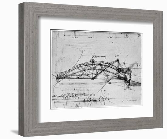 Design for a Parabolic Swing Bridge, 1480-1490-Leonardo da Vinci-Framed Giclee Print