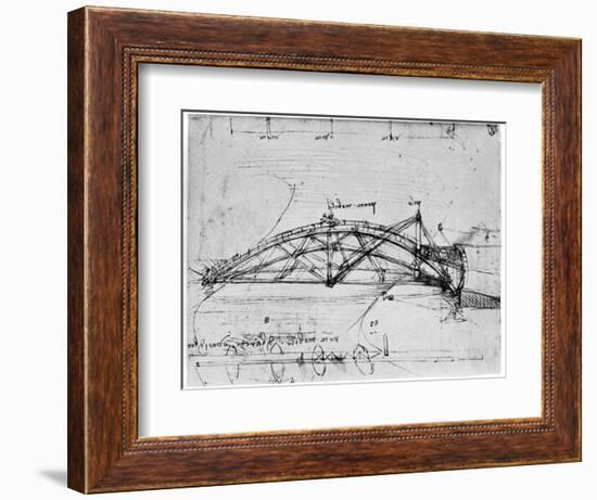 Design for a Parabolic Swing Bridge, 1480-1490-Leonardo da Vinci-Framed Giclee Print