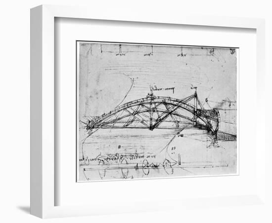 Design for a Parabolic Swing Bridge, 1480-1490-Leonardo da Vinci-Framed Giclee Print
