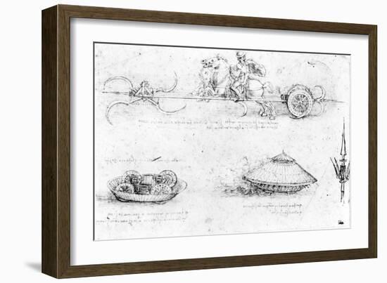 Design for a Scythed Chariot and Armoured Car, c.1487-Leonardo da Vinci-Framed Giclee Print