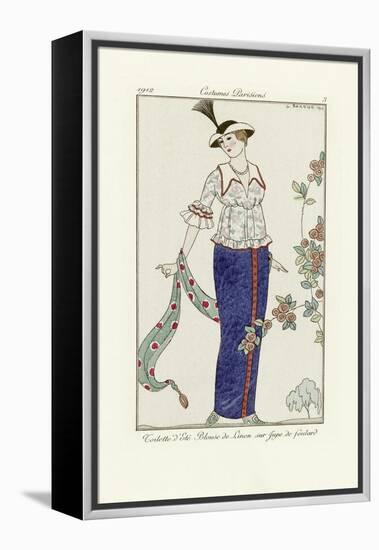 Design for a Summer Dress, from Costumes Parisiens, Pub.1912 (Pochoir Print)-Georges Barbier-Framed Premier Image Canvas